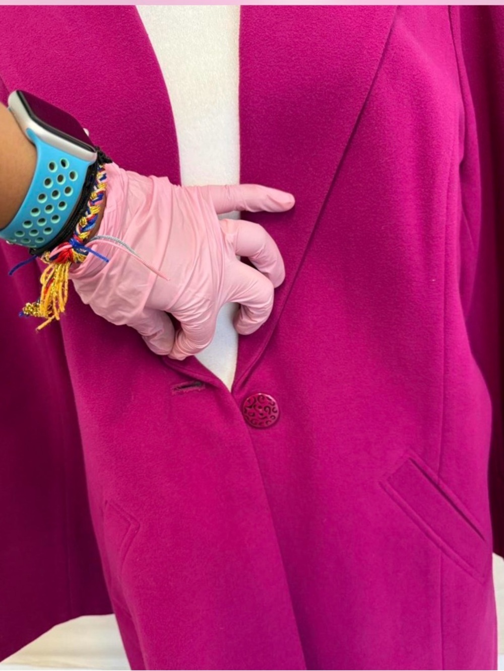 Chico's Vibrant Fuchsia Single-Button Trench Coat - Picture 5 of 8